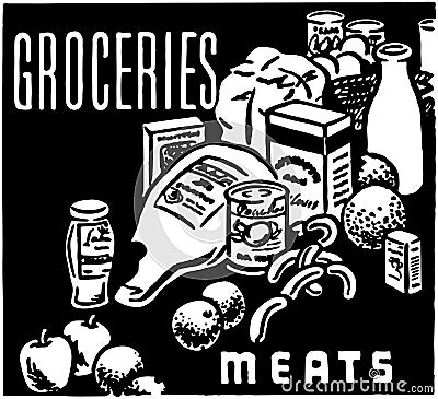 Groceries Meats Vector Illustration