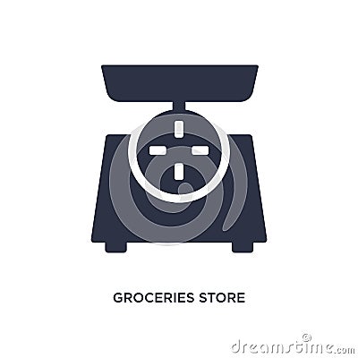 groceries store scale icon on white background. Simple element illustration from measurement concept Vector Illustration