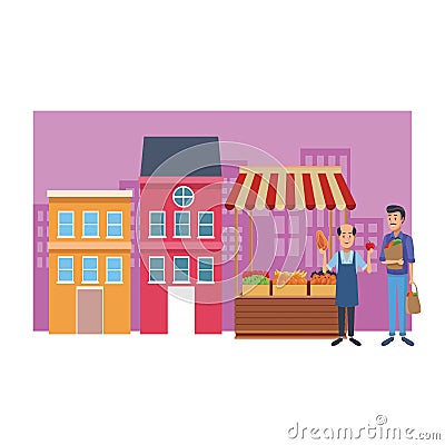 Grocery business cartoon Vector Illustration