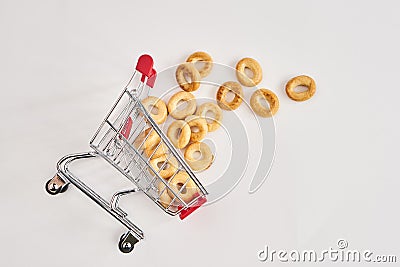 grocery carts supermarket shopping in the store Stock Photo