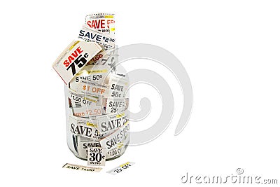 Grocery Coupons In A Glass Jar Stock Photo