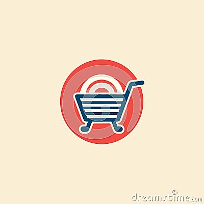 Grocery delivery filled colorful logo Vector Illustration