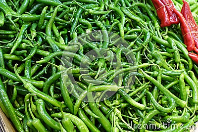 Grocery department,green pepper fresh for sale,large quantity Stock Photo
