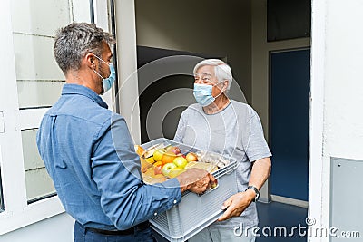 Grocery Food Shopping Help For Elder Stock Photo