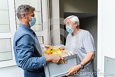 Grocery Food Shopping Help For Elder Stock Photo