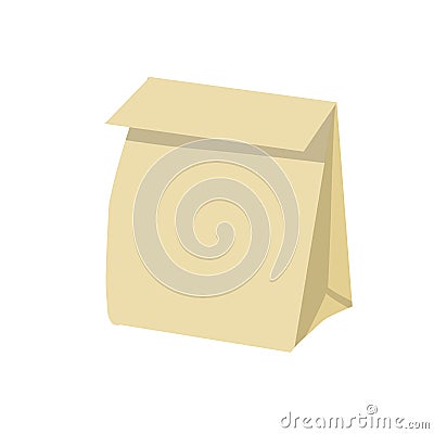 Grocery Paper bag. Brown food packaging in the store. Vector Illustration