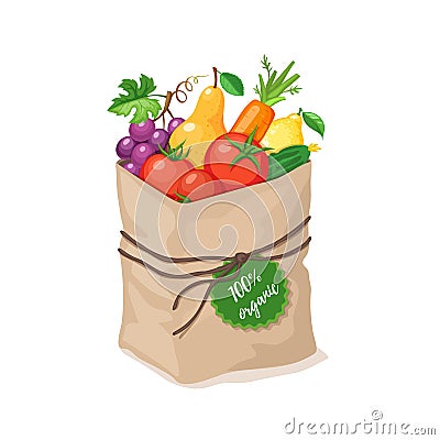 Grocery paper bag Vector Illustration