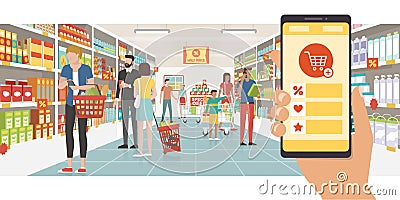 Grocery shopping app Vector Illustration