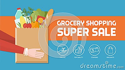 Grocery shopping Vector Illustration