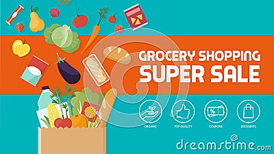 Grocery shopping Vector Illustration