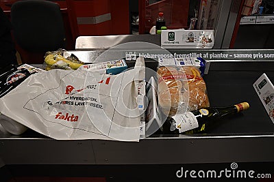 GROCERY SHOPPING AT FAKTA IN COPENHAGEN DENAMRK Editorial Stock Photo