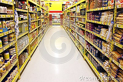 Grocery Store Aisle Editorial Stock Photo