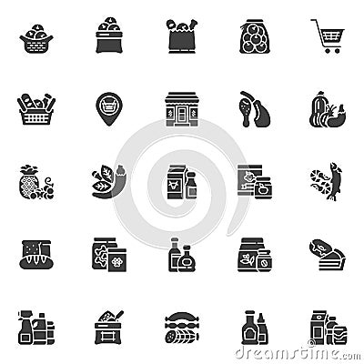 Grocery store departments vector icons set Vector Illustration