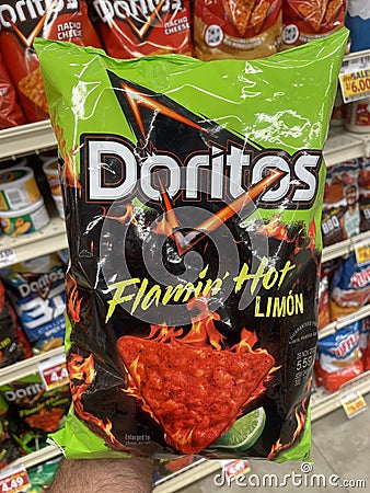 Grocery store Doritos flamin hot Editorial Stock Photo