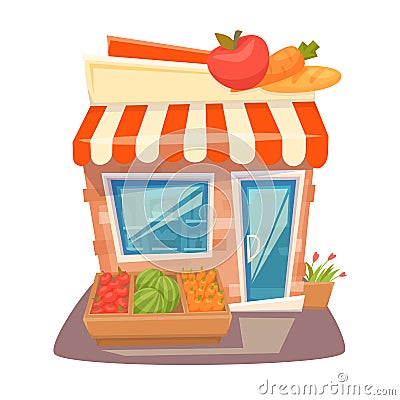 Grocery store front Vector Illustration