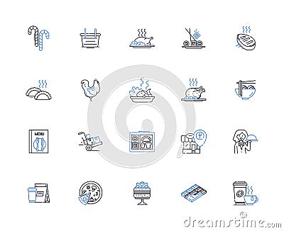 Grocery store outline icons collection. Grocery, Store, Supermarket, Foods, Produce, Fruits, Vegetables vector and Vector Illustration