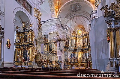 Grodno, Belarus - January 06, 2023: :: Altar of the Catholic Church. Roman Catholic Cathedral of St. Francis Xavier Editorial Stock Photo