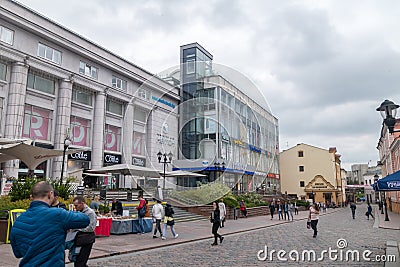 Soviet street in Grodno at cloudy day Editorial Stock Photo