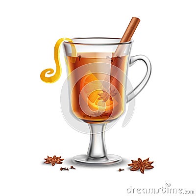 Grog. Hot rum drink with spices Vector Illustration