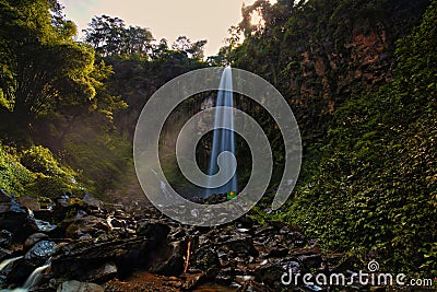 Grojogan Sewu Waterfall Tawangmangu Solo Central Java Stock Photo