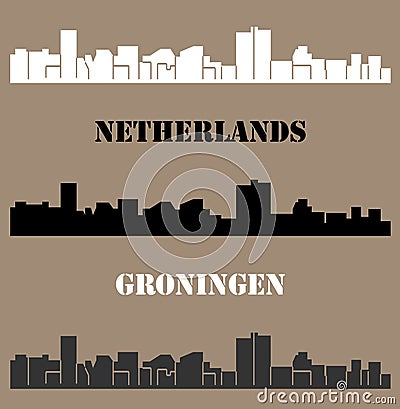 Groningen, Netherlands city silhouette Vector Illustration