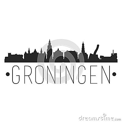 Groningen Netherlands. City Skyline. Silhouette City. Design Vector. Famous Monuments. Vector Illustration