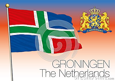 Groningen regional flag, Netherlands, European union Vector Illustration