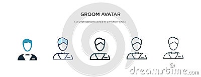 Groom avatar icon in different style vector illustration. two colored and black groom avatar vector icons designed in filled, Vector Illustration