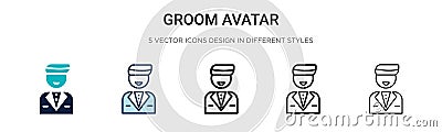 Groom avatar icon in filled, thin line, outline and stroke style. Vector illustration of two colored and black groom avatar vector Vector Illustration