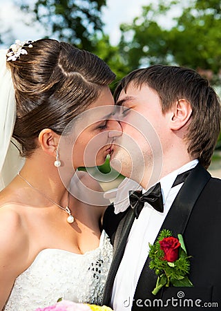 Groom and a bride in ceremony wedding Stock Photo