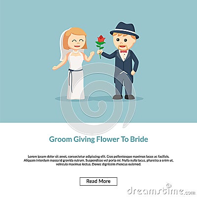 Groom giving flower to bride Vector Illustration