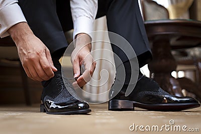 Groom shoes, or business shoes Stock Photo