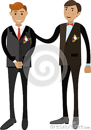 Groom and witness vector icon isolated on white Vector Illustration