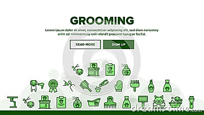 Grooming Animal Tool Landing Header Vector Vector Illustration