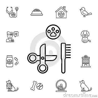 Grooming, pets flat vector icon in petshop pack Stock Photo