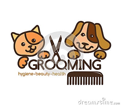 Grooming pets logo Vector Illustration