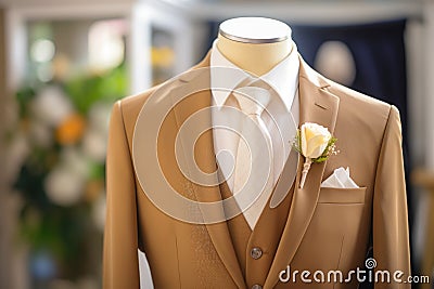 a grooms suit on a mannequin Stock Photo