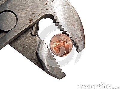 Groove Lock Pliers and a US Penny Stock Photo