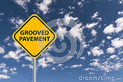 Grooved pavement road sign Stock Photo