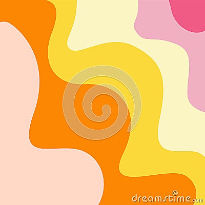 Groovy Background Retro 70s Style. Cute Abstract Vintage Texture Wallpaper. Hippie Wavy Vector Background. Colorful Fun Stock Photo