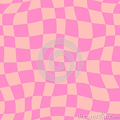 Groovy Checkerboard Seamless Pattern. Psychedelic Abstract Background in 1970s Retro Style Vector Illustration