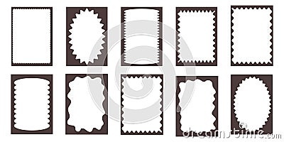 Groovy frame jagged scallop edge, frame text box or border. Curve funky y2k retro form, geometric shape, framework Vector Illustration