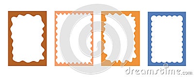 Groovy frame jagged scallop edge, frame text box or border. Curve funky y2k retro form, geometric shape, framework Vector Illustration