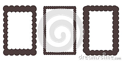 Groovy frame jagged scallop edge, frame text box or border. Curve funky y2k retro form, geometric shape, framework Vector Illustration