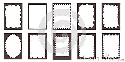 Groovy frame jagged scallop edge, frame text box or border. Curve funky y2k retro form, geometric shape, framework Cartoon Illustration
