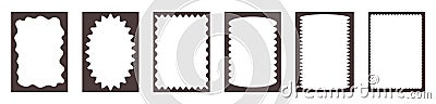 Groovy frame jagged scallop edge, frame text box or border. Curve funky y2k retro form, geometric shape, framework Cartoon Illustration
