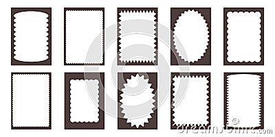 Groovy frame jagged scallop edge, frame text box or border. Curve funky y2k retro form, geometric shape, framework Vector Illustration