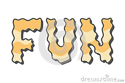 Groovy hippie lettering Fun. Vector isolated psychedelic inscription in the old style Vector Illustration