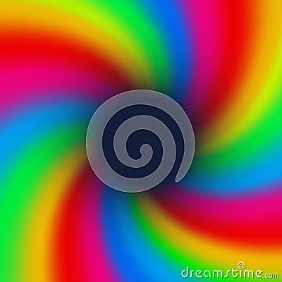 Groovy spiral, rainbow burst background, sun or star rays in pop art style Vector Illustration