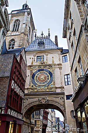 Gros horloge, Rouen, France Stock Photo